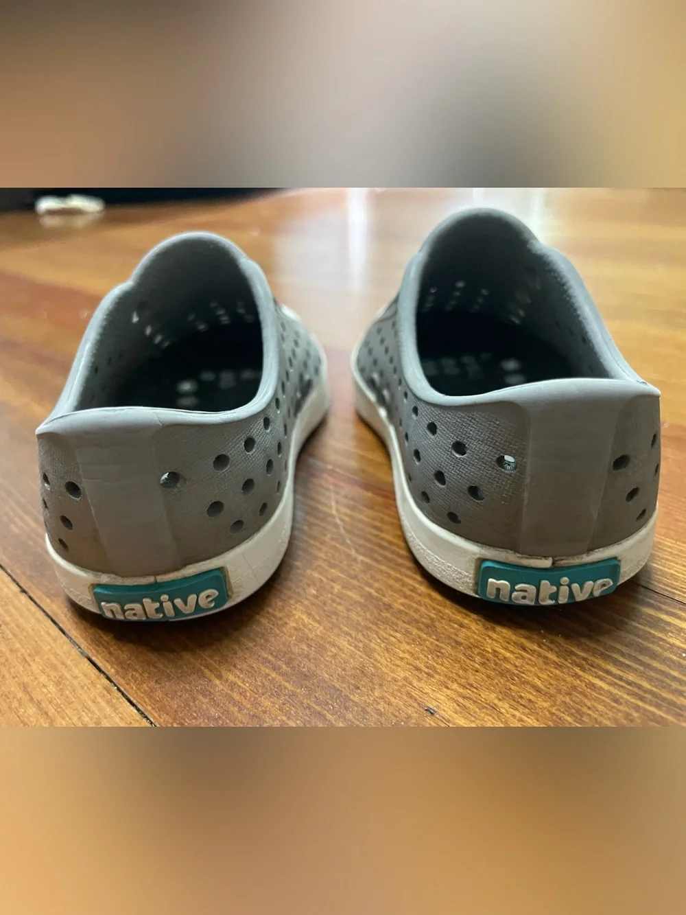 Native Shoes Jefferson Grey Slip-On Water Shoes with White Toe Size 6